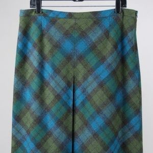 Pendleton Blue Virgin Wool Plaid Pleated Skirt
